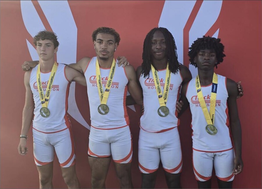15-16 Boys 4x100m relay on the podium at the 2026 National Junior Olympics